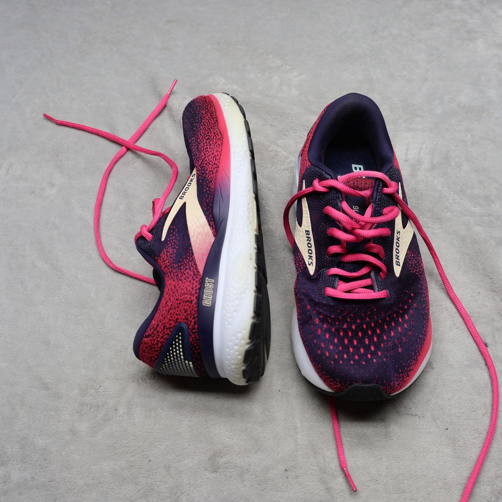 Brooks Women 9D Running Shoes‎ Purple Ghost 16 Lightweight Cushioned Athletic
